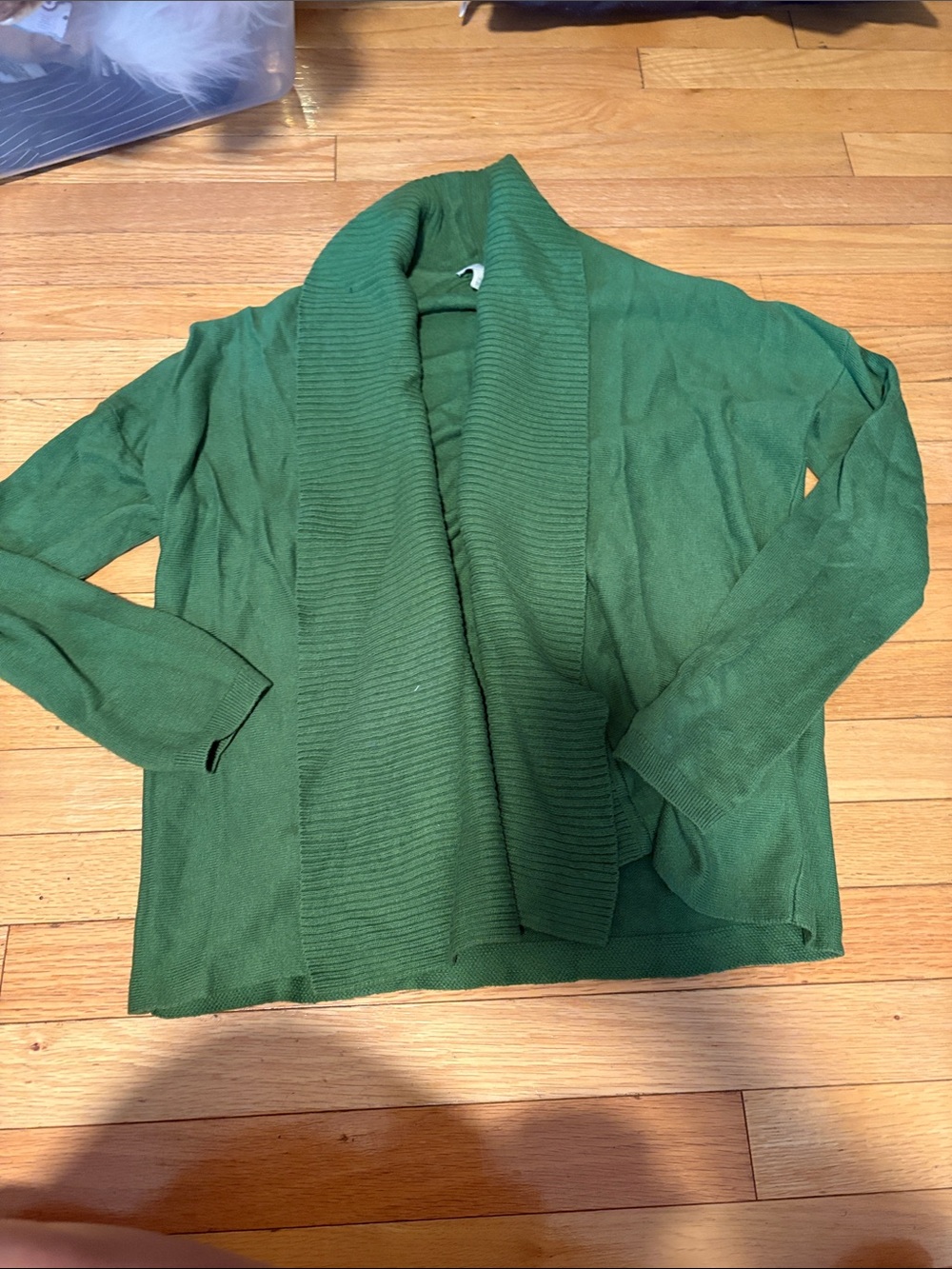 Talbots Green Shawl-Collar Open-Front Cardigan